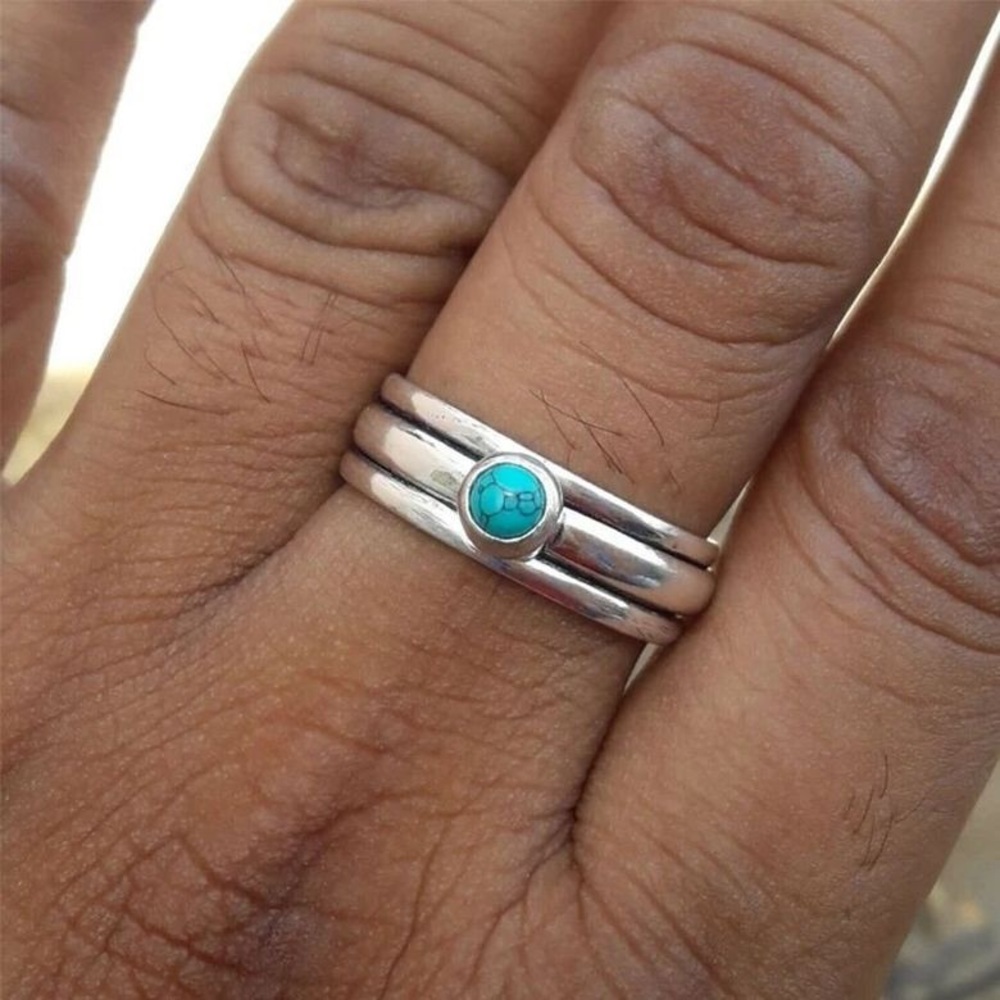 New Silver tone Faux Turquoise  Western Ring Womens Rodeo Yellowstone Ranch